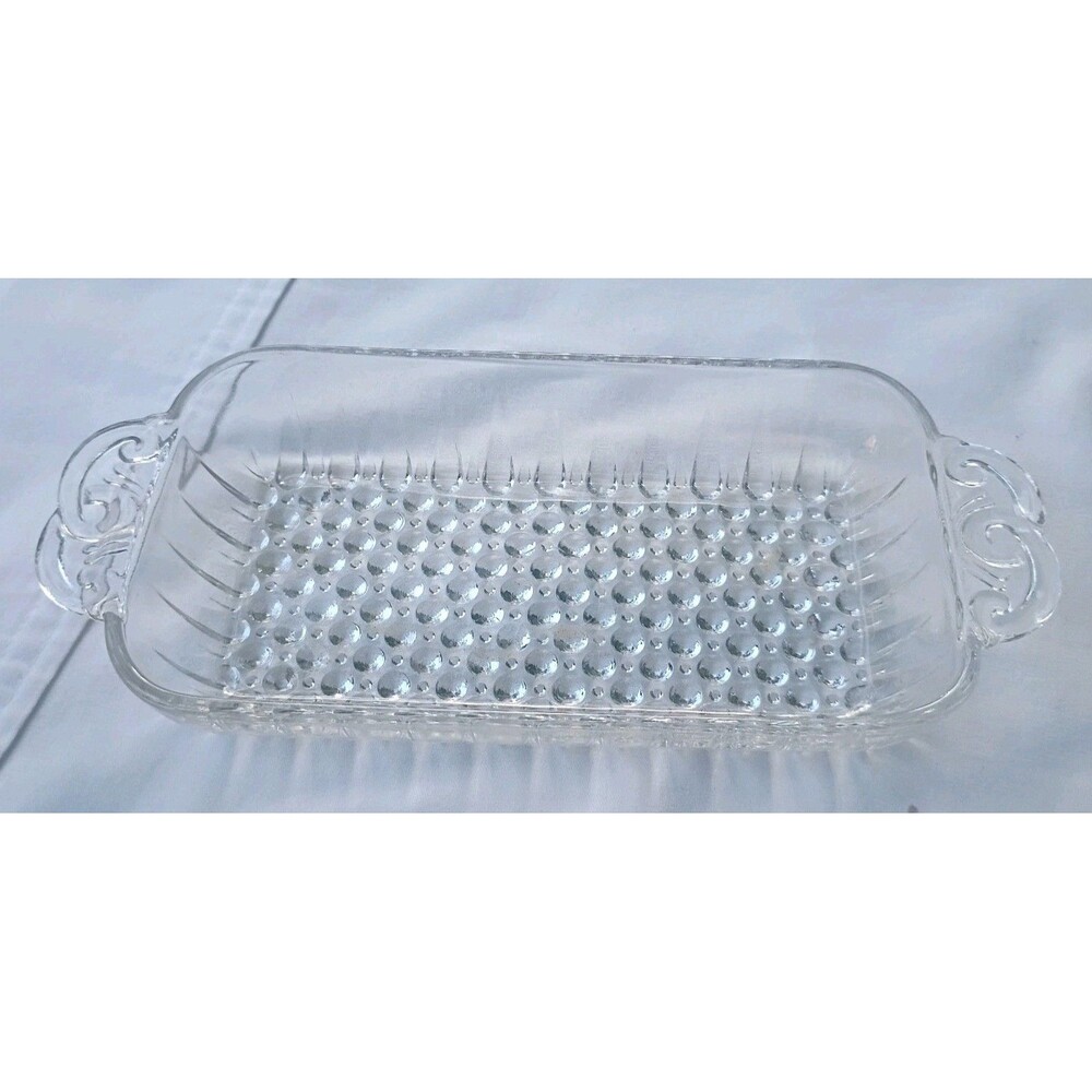 Anchor Hocking Rectangular Relish Tray Hobnail Great Condition